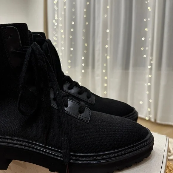 ⭐ Loeffler Randall Combat Boots — Black Canvas & Leather — Size 8 - Picture 8 of 16